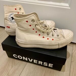 Limited Edition Converse Lift Platform Chuck Taylor high top Hearts Love Me 7.5